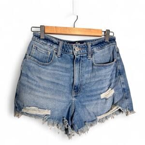 Hollister Blue Distressed Cut Off Jean Shorts Womens 26 Casual Denim Beachy